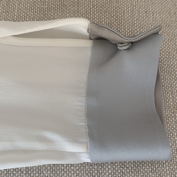 SZ SP Elie Tahari Cream/Gray Elie Long Sleeve Blouse - Picture 3 of 6